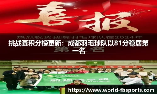 挑战赛积分榜更新：成都羽毛球队以81分稳居第一名
